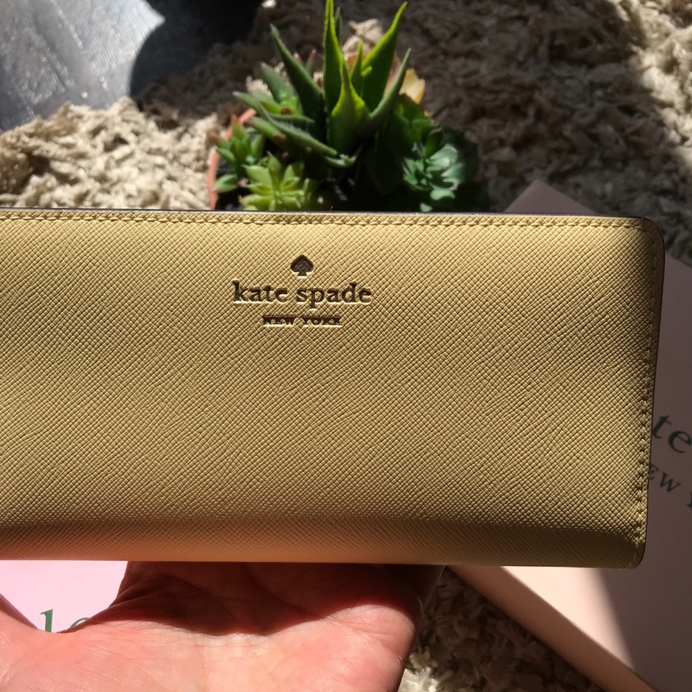 Kate spade Cameron large slime wallet Saffiano PVC  Butter yellow